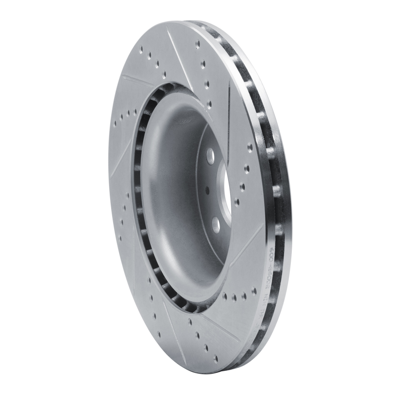 Tesla Model 3 Brake Rotor (1) - Front Left - R1 Concepts - Drilled & Slotted - Silver - `17-`25